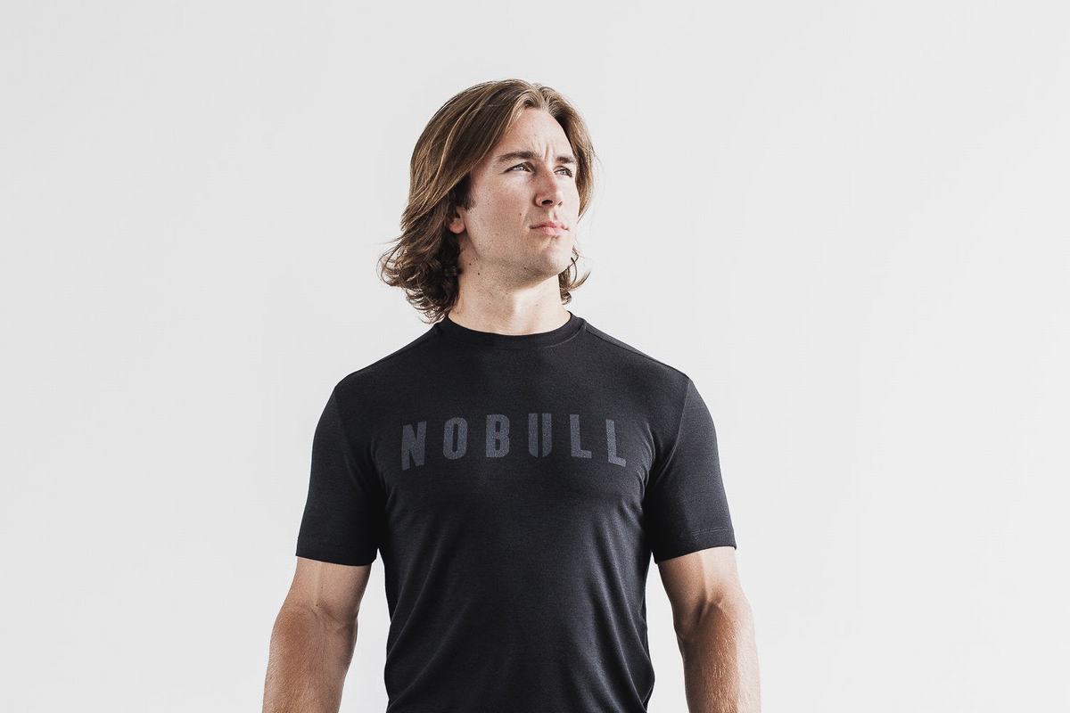 Nobull Men\'s T Shirts Black | Australia (WZ1764)